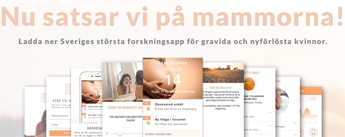 Via en ny app, Mom2B, inbjuds gravida och nyförlösta kvinnor att medverka i en nationell forskningsstudie. Syftet är att underlätta tiden före och efter förlossning samtidigt som deltagarna bidrar till att förbättra svensk mödravård.