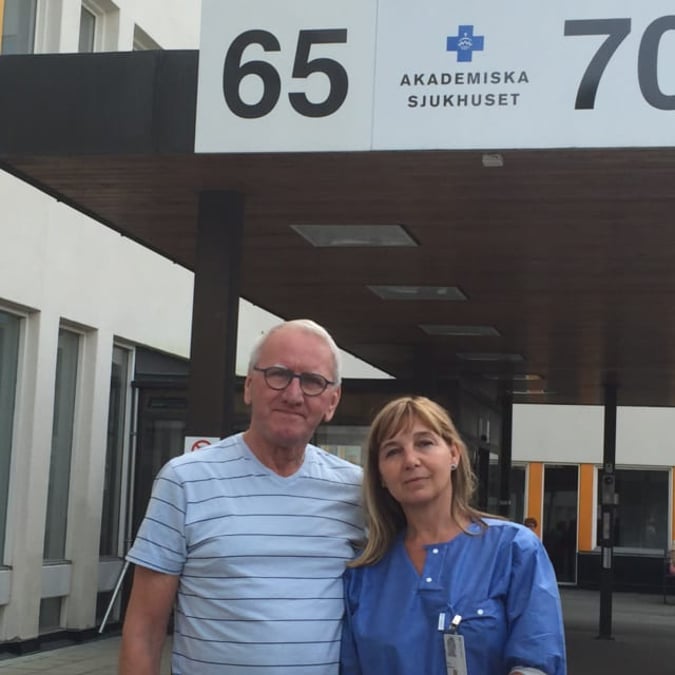 Thore Eklund, representant för Prostatacancerföreningen i Uppsala, tillsammans med Eva M Johansson, överläkare i urologi och patientprocessledare för prostatacancer på Akademiska sjukhuset