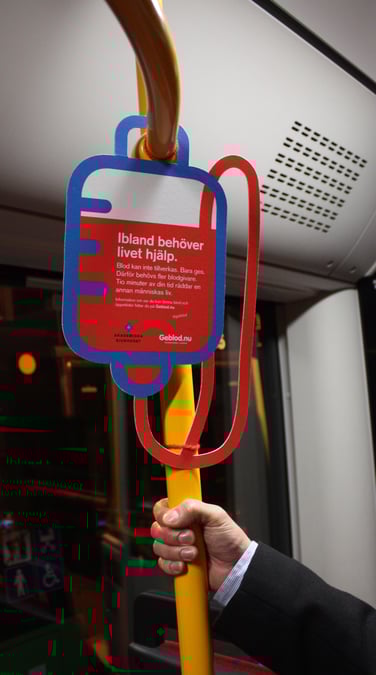 Illustrerad blodpåse buss