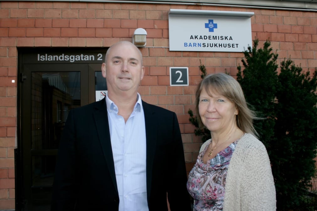 Christophe Pedroletti, verksamhetschef för Akademiska barnsjukhuset, tillsammans med Monica Mäki Karlstrand, sektionschef Barns vård och hälsa