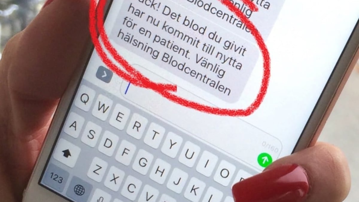 Från och med 14 november får alla blodgivare i Uppsala ett tack-sms.