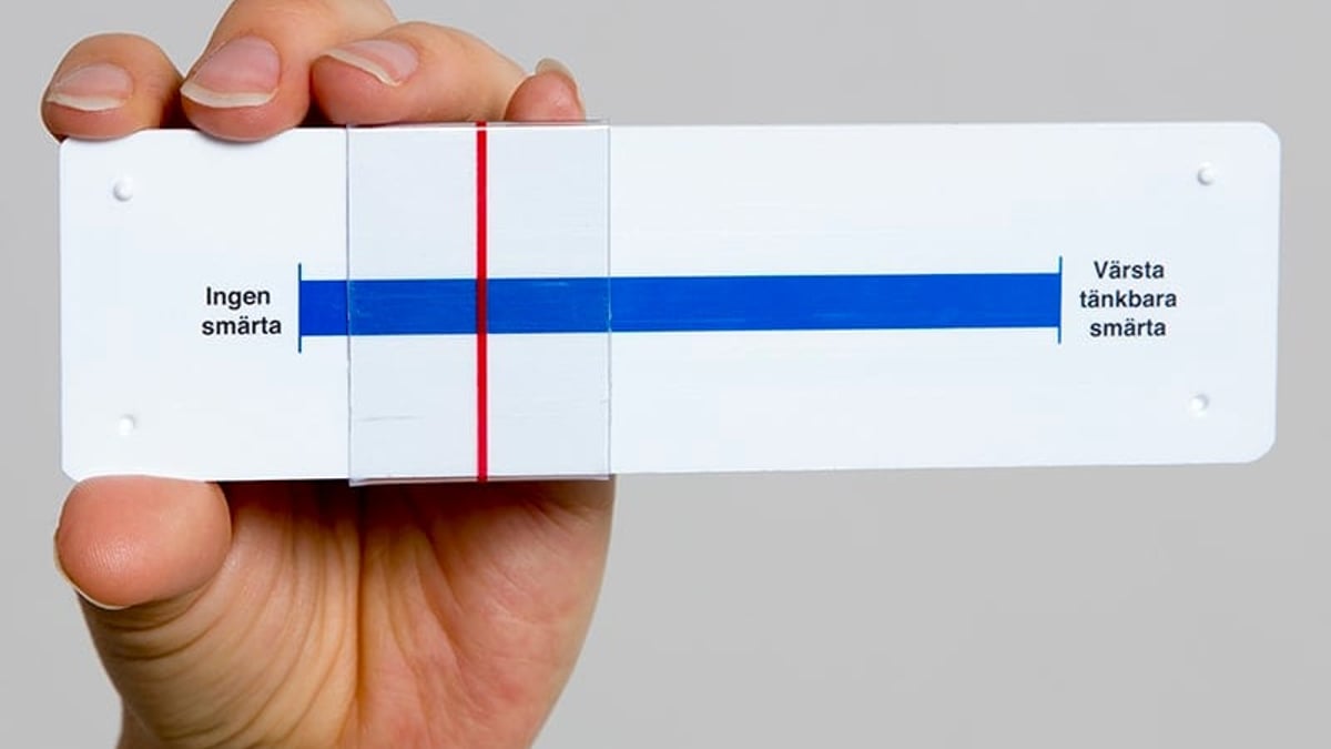 VAS (visuell analog skala) är ett sätt att mäta smärta. Patienten graderar sin smärta längs en linje och kan med hjälp av en markör ställa in aktuell smärtintensitet mellan 0 (ingen) och 100 (värsta tänkbara).