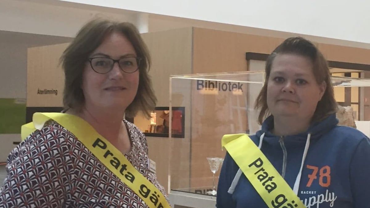 Sedan början av september kan patienter och anhöriga inom psykiatrin tycka till om vården på plats. Anna-Maria Lundberg och Eleonor Belin, båda från Forum för Brukarinflytande, tar in synpunkter. Foto: Elisabeth Tysk