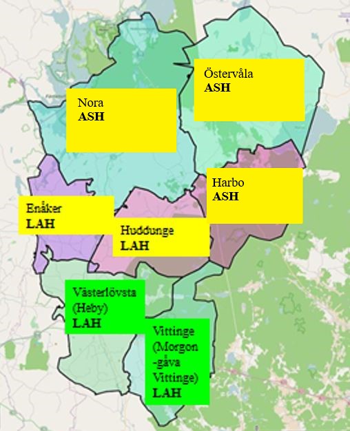 Karta över Heby kommun.