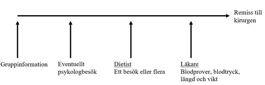 Illustration över utredningsprocessen inför obesitaskirurgi.