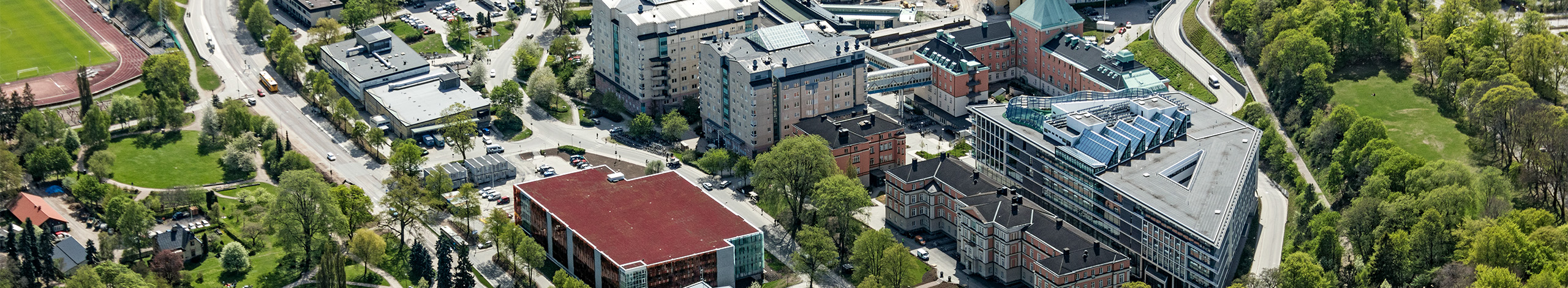 Flygfoto över Akademiska sjukhuset.